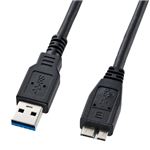 （まとめ）サンワサプライ USB3.0マイクロケーブル（A-MicroB）0.5m KU30-AMC05BK【×3セット】