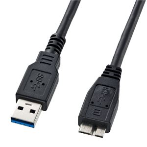 （まとめ）サンワサプライ USB3.0マイクロケーブル（A-MicroB）1.8m KU30-AMC18BK【×2セット】 - 拡大画像
