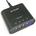 （まとめ）PROTEK 超大出力4ポートUSB-ACアダプター PHAC-6000C-4BK【×2セット】