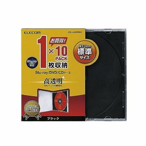 (まとめ)エレコム Blu-ray/DVD/CDケース(標準/PS/1枚収納) CCD-JSCN10BK【×5セット】 商品写真
