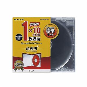 (まとめ)エレコム Blu-ray/DVD/CDケース(標準/PS/1枚収納) CCD-JSCN10CR【×5セット】 商品写真