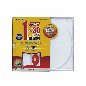 (まとめ)エレコム Blu-ray/DVD/CDケース(標準/PS/1枚収納) CCD-JSCN30WH【×2セット】 商品写真