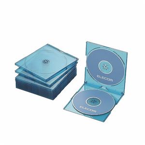 (まとめ)エレコム Blu-ray/DVD/CDケース(スリム/PS/2枚収納) CCD-JSCSW10CBU【×10セット】 商品画像