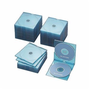 (まとめ)エレコム Blu-ray/DVD/CDケース(スリム/PS/2枚収納) CCD-JSCSW50CBU【×2セット】 商品画像