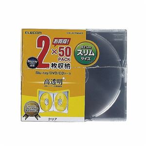 (まとめ)エレコム Blu-ray/DVD/CDケース(スリム/PS/2枚収納) CCD-JSCSW50CR【×2セット】 商品写真