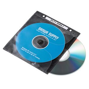 (まとめ)サンワサプライ DVD・CD不織布ケース(リング穴付・ブラック) FCD-FR100BKN【×5セット】 商品画像