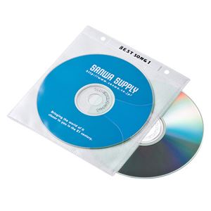 （まとめ）サンワサプライ DVD・CD不織布ケース（リング穴付・ホワイト） FCD-FR100WN【×5セット】 - 拡大画像