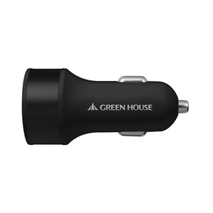 （まとめ）グリーンハウス 高出力USBシガーソケット充電アダプタ 2ポート ブラック GH-CCU2A-BK【×3セット】 - 拡大画像