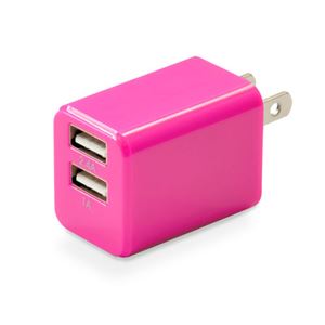(まとめ)日本トラストテクノロジー ハイパワー2.4A出力 USB充電器 cubeタイプ224 ピンク CUBEAC224PK【×3セット】 商品画像