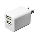 （まとめ）ミヨシ USB-ACアダプタ 2.4A対応 2ポート 白 IPA-24U／WH【×3セット】