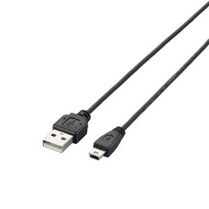 （まとめ）エレコム 極細USB2.0ケーブル（mini-Bタイプ） U2C-MXN05BK【×5セット】 - 拡大画像
