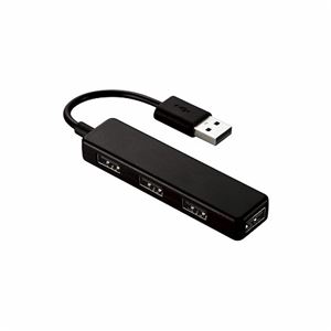 （まとめ）エレコム USB2.0ハブ（4ポートスティックタイプ） U2H-SN4BBK【×5セット】 - 拡大画像