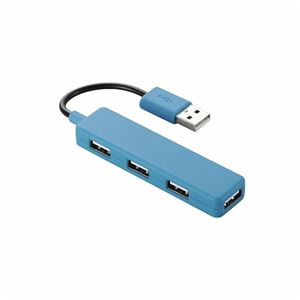 （まとめ）エレコム USB2.0ハブ（4ポートスティックタイプ） U2H-SN4BBU【×5セット】 - 拡大画像