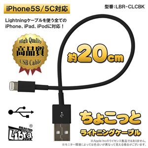 （まとめ）Libra ちょこっとライトニングケーブル 0.2m ブラック LBR-CLCBK【×10セット】