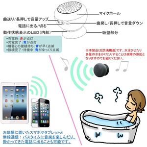 (まとめ)eiYAAA Bluetooth防滴バスタイムスピーカー ピンク k-216-2【×2セット】 商品写真2