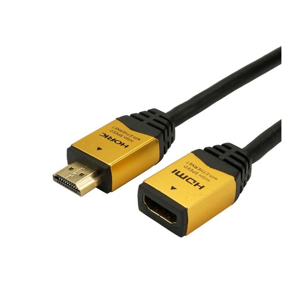 （まとめ）HORIC HDMI延長ケーブル 1m ゴールド HDM10-948FM(×5セット) b04