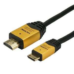 （まとめ）HORIC HDMI MINIケーブル 1m ゴールド HDM10-020MNG【×5セット】 - 拡大画像