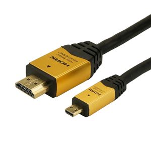 （まとめ）HORIC HDMI MICROケーブル 2m ゴールド HDM20-017MCG【×5セット】 - 拡大画像