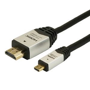 （まとめ）HORIC HDMI MICROケーブル 2m シルバー HDM20-040MCS【×5セット】 - 拡大画像