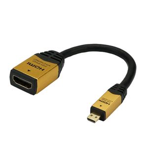 （まとめ）HORIC HDMI-HDMI MICRO変換アダプタ 7cm ゴールド HDM07-330ADG【×5セット】 - 拡大画像