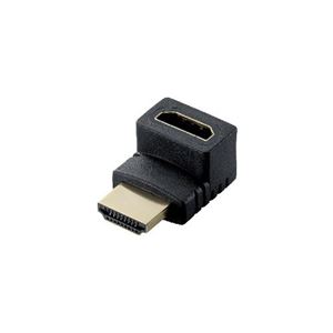 （まとめ）エレコム HDMI L字型アダプタ（タイプA-タイプA） 上向き AD-HDAAB01BK【×5セット】 - 拡大画像
