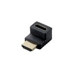 （まとめ）エレコム HDMI L字型アダプタ（タイプA-タイプA） 上向き AD-HDAAB01BK【×5セット】