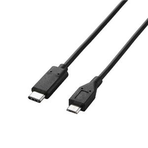 （まとめ）エレコム USB2.0ケーブル（Type-C-microB） U2C-CMB10BK【×2セット】 - 拡大画像