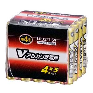 （まとめ）オーム電機 アルカリ乾電池 Vシリーズ 単4形×20本パック LR03S20PV LR03S20PV【×5セット】