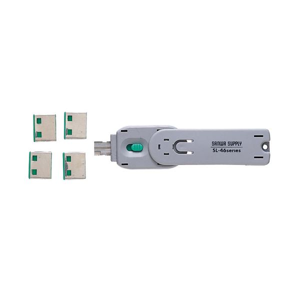 (まとめ)サンワサプライ USBコネクタ取付けセキュリティ SL-46-G(×2セット) b04