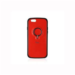 (まとめ)iAMK Finger Ring Bumper Case 落下防止リング付きケース for iPhone 6 レッド MTSFRBIP6-RD【×2セット】 - 拡大画像