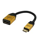 (まとめ)HORIC HDMI-HDMI MINI変換アダプタ 7cm ゴールド HCFM07-331GD【×10セット】