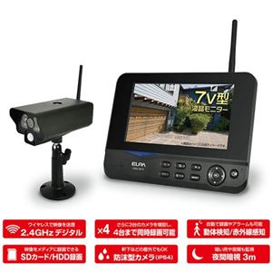 ELPA ワイヤレスカメラ＆モニター 防沫型カメラ CMS-7001
