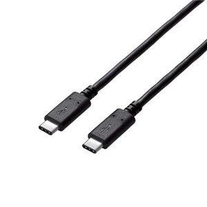 (まとめ)エレコム USB2.0ケーブル(認証品、C-C) U2C-CC30NBK【×2セット】