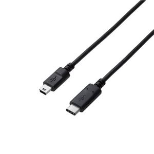 (まとめ)エレコム USB2.0ケーブル(認証品、C-miniB) U2C-CM05NBK【×3セット】