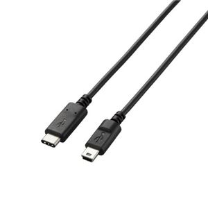 (まとめ)エレコム USB2.0ケーブル(認証品、C-miniB) U2C-CM20NBK【×2セット】