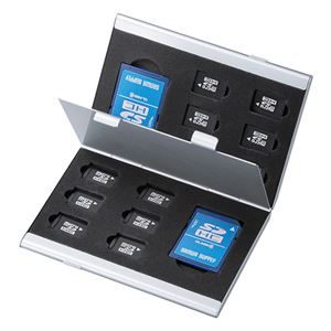 (まとめ)サンワサプライ アルミメモリーカードケース(microSDカード用・両面収納タイプ) FC-MMC5MICN【×5セット】