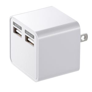 (まとめ)サンワサプライ USB充電器(2ポート・合計3.4A・ホワイト) ACA-IP39W【×2セット】 - 拡大画像