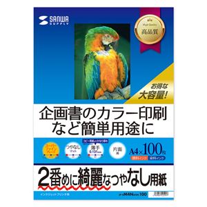 (まとめ)サンワサプライ インクジェットスーパーファイン用紙・100枚 JP-EM4NA4N-100【×5セット】 - 拡大画像