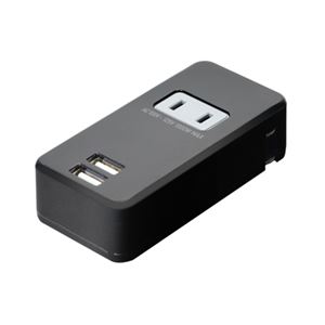(まとめ)ミヨシ 旅行用USB充電器 2.4A 黒 コンセント付 MBP-24AC/BK【×3セット】 - 拡大画像