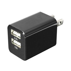 (まとめ)ミヨシ 旅行用USB充電器 2.4A 黒 MBP-24U/BK【×3セット】 - 拡大画像
