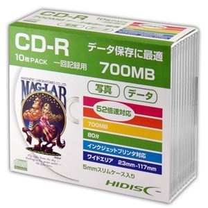 (まとめ)HIDISC CD-R データ用5mmスリムケース10P HDCR80GP10SC【×5セット】 商品画像