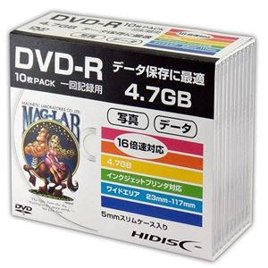(まとめ)HIDISC DVD-R データ用5mmスリムケース10P HDDR47JNP10SC【×5セット】 商品写真