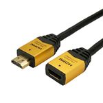 (まとめ)HORIC HDMI延長ケーブル 0.5m ゴールド HDMF05-033GD【×5セット】