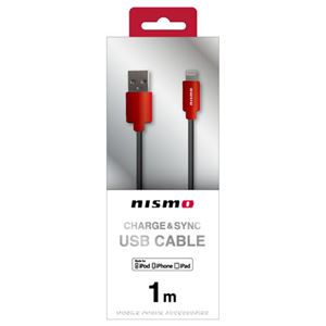 (まとめ)NISSAN 公式ライセンス品 NISMO CHARGE ＆ SYNC USB CABLE FOR IPHONE RED NMUJ-LP1RD【×2セット】 - 拡大画像