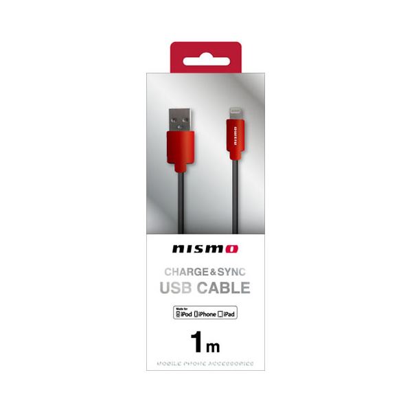 (まとめ)NISSAN 公式ライセンス品 NISMO CHARGE ＆ SYNC USB CABLE FOR IPHONE RED NMUJ-LP1RD(×2セット) b04