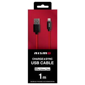(まとめ)NISSAN 公式ライセンス品 NISMO CHARGE ＆ SYNC USB CABLE FOR IPHONE BLACK NMUJ-LP1BK【×2セット】 - 拡大画像