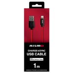 (まとめ)NISSAN 公式ライセンス品 NISMO CHARGE ＆ SYNC USB CABLE FOR IPHONE BLACK NMUJ-LP1BK【×2セット】