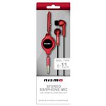 (まとめ)NISSAN 公式ライセンス品 NISMO STEREO EARPHONEMIC WITH REMOTE CONTROLLER RED NM-ES36RD【×2セット】