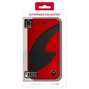 NISSAN 公式ライセンス品 FAIRLADY Z CARBON LEATHER BOOK TYPE CASE RED iPhone6 用 NZ-P47B1RD - 拡大画像