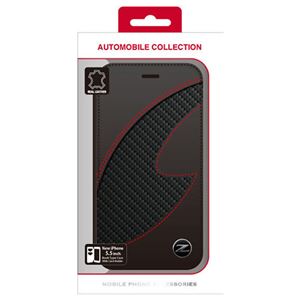 NISSAN 公式ライセンス品 FAIRLADY Z CARBON LEATHER BOOK TYPE CASE BLACK iPhone6 PLUS用 NZ-P55B1BK - 拡大画像